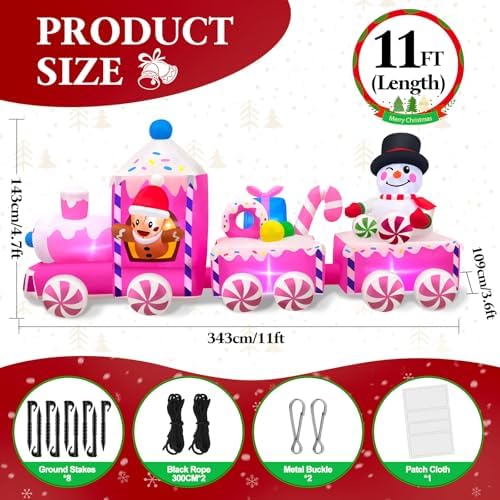 Kalolary 11FT Long Christmas Inflatable Train Outdoor Decoration