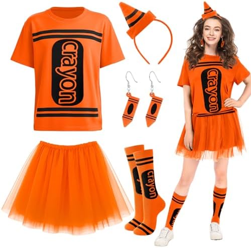 7 Pcs Crayon Costume Set for Adults Women