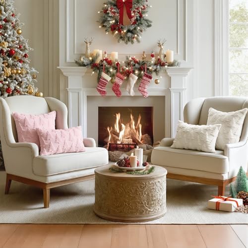 MIULEE Christmas Throw Pillow Covers Pink Set of 2 20x20
