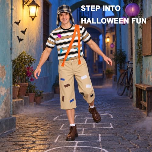 Halloween Costumes Men Mexican Comedy Outfit with T-shirt Pants Hat