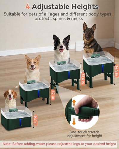 UPSKY 11L Elevated No-Spill Dog Water Fountain with 4 Adjustable Heights