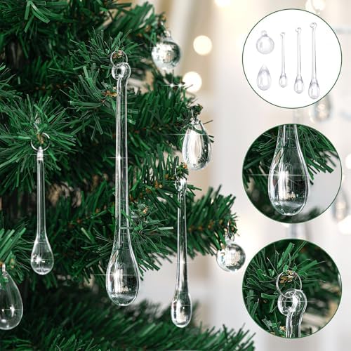 Vercraft 200 Pcs Christmas Tree Acrylic Hanging Ornaments, Clear