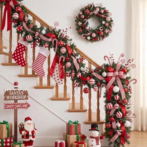 88 Pcs Candy Cane Red and White Christmas Tree Ornaments Set