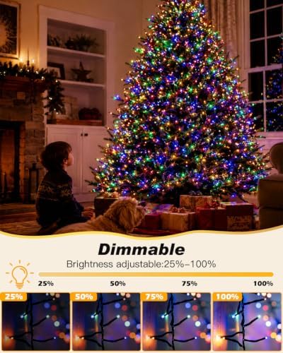 Iseebiz 50Ft 1000 LED Cluster Christmas Tree Lights with Remote & Timer
