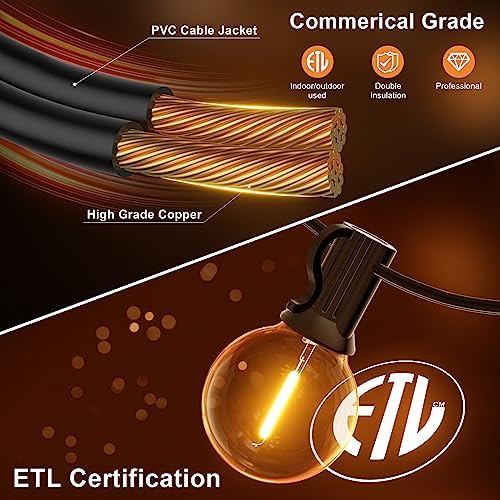 GPATIO 150FT Outdoor String Lights, Waterproof Patio Lights with 77 Dimmable Hanging Light Globe G40 Bulbs, 2700k Shatterproof Connectable for Backyard Gazebo Porch Outside Decor