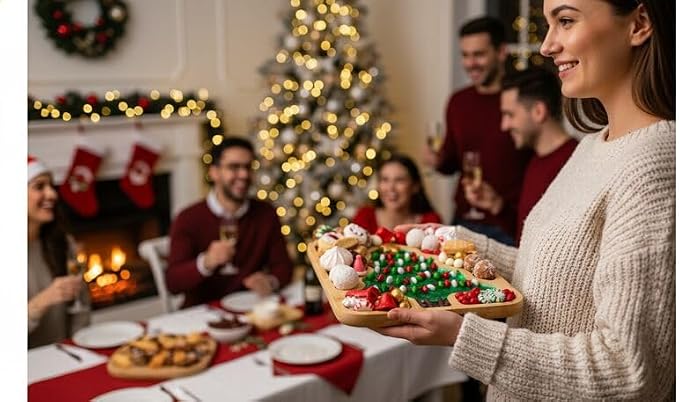 Farberware Tree Build-A-Board with Clear Locking Lid – Holiday Prep and Serve Board for Charcuterie, Cookies, Candy, and Seasonal Entertaining