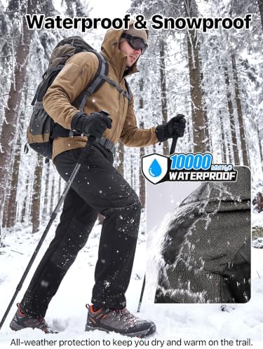 FREE SOLDIER Men's Fleece Lined Pants Softshell Snow Ski Pants