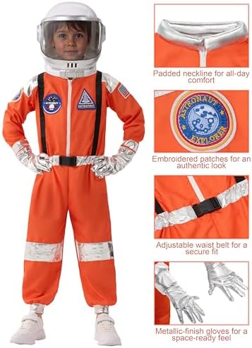 Spooktacular Creations Halloween Astronaut Costume for Kids, Unisex Astronaut Outfit, Toddler Pilot Jumpsuit for Themed Party