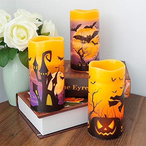 Halloween Decor Flameless Candles Battery Operated with 6H Timer
