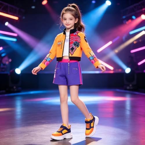 Pop Star Costume Kids Girls Stage Outfit Halloween Costumes with Accessory