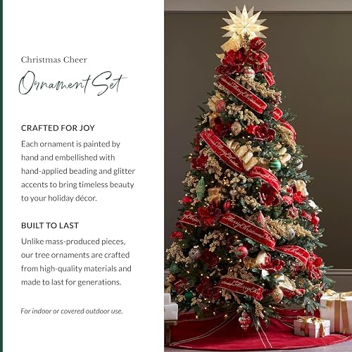 Balsam Hill Christmas Cheer Bauble Set - Old-World Holiday Treasures Vintage Ornaments, 35 Pieces for Tree Decorations