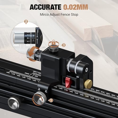 HONGDUI MG21 Miter Gauge for Table Saws Full-Range Locking (-70° to 70°) with 36inch Extended Table Saw Miter Gauge Fence, Miter Gauges Fit 3/8 x 3/4" T/U Slot for Table Saw Router Table