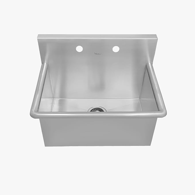 Whitehaus WHNC2520-BSS Noah's Collection 25-Inch Commercial Drop-In Laundry-Scrub Sink, Brushed Stainless Steel
