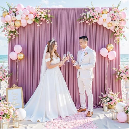 Dusty Pink Backdrop Curtain for Parties Wedding Wrinkle Free Pink Photo Curtains Backdrop Drapes Fabric Decoration for Birthday Party Baby Shower 5ft x 7ft,2 Panels