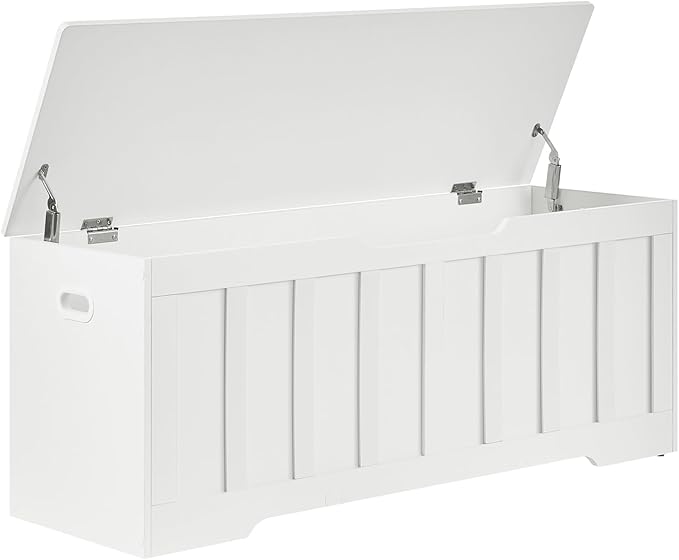VANKILEY 47.2" Storage Chest Extra Large,Storage Trunk with 2 Safety Hinges,Wooden Storage Bench,Shoe Bench,47.2x15.7x19.1 Inch,Easy Assembly,Storage Bench for Bedroom,Living Room,entryway(White