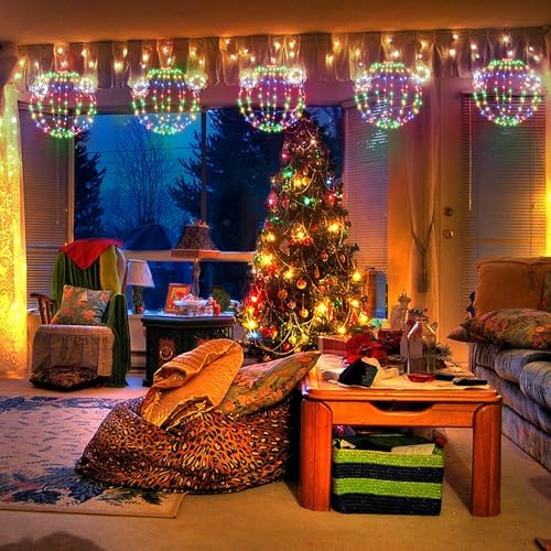 Flacchi Set of 2 Sizes Battery Operated Christmas Ball Lights Multicolor