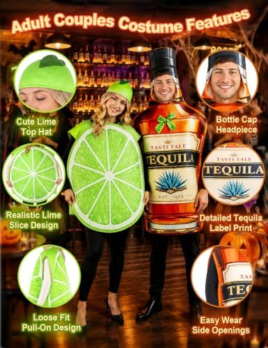 Tequila and Lime Couples Halloween Costumes 3PCS Funny Adult Set