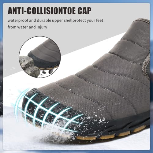 Mens Snow Boots Winter Velcro Water Resistant Fur Lined Slip On Ankle Boot