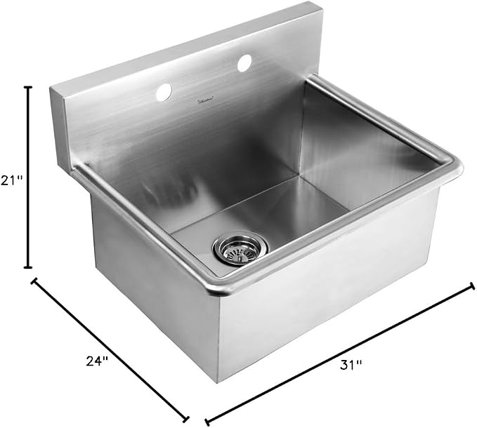 Whitehaus Noahs Collection Commercial Drop In Laundry Scrub Sink Brushed Stainless Steel WHNC2520