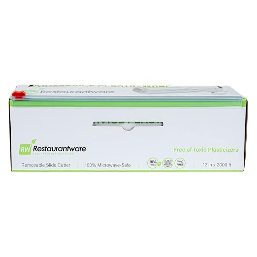 Restaurantware Cling Wrap 2 Roll Of 12" x 2000' Plastic Food Wrap With Slide Cutter, Clear, Micorwavable, Freezer-safe, For Food Prep, Commercial and Home Kitchens