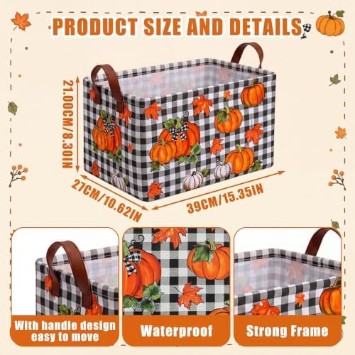 CHENGU 6 Pack Fall Storage Bins Collapsible Autumn Pumpkin Baskets for Home