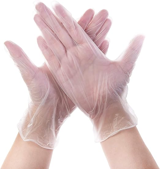 Intco Basic Medical Clear Vinyl Exam Gloves,Disposable Gloves- Latex-Free & Powder-Free for Medical,Cleaning,Food Safe- VGPF3003 (Case of 1000,Clear), Large