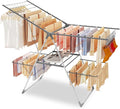 Bigzzia Clothes Drying Rack Foldable, 2-Level Large Laundry Drying Rack Collapsible, Stainless Steel Drying Rack Clothing for Indoor Outdoor, Easy to Fold, 33 Drying Rails, 56.1" L × 22.7" W, Gray