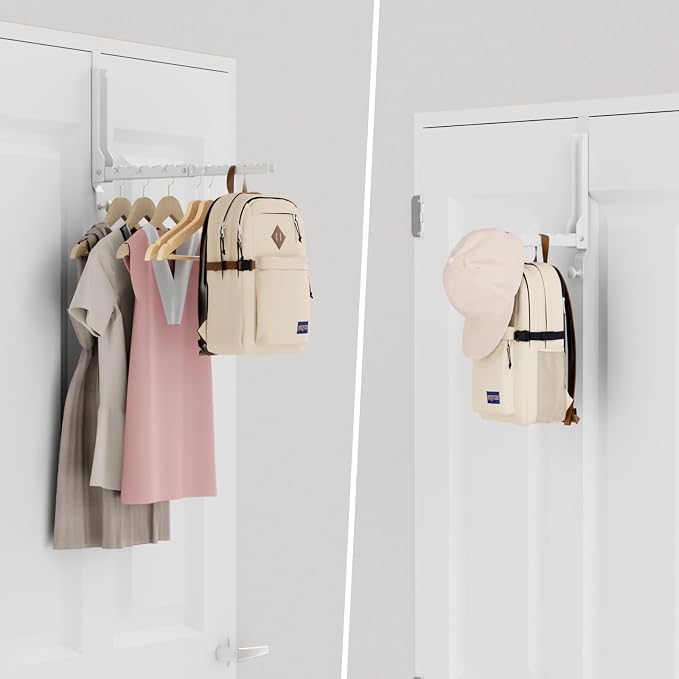 Over The Door Hanger Folding Clothes Drying Rack, Double Fold Hanging Door Hooks Coat Rack with Hooks for Indoor Laundry Room Compact Small Space Foldable Portable Door Hanger Hook Collapsible- 1 Pack