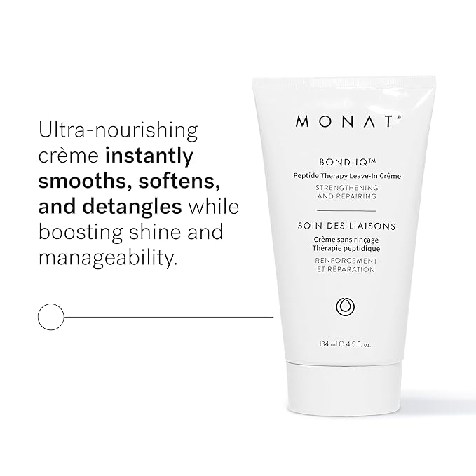 MONAT BOND IQ™ Peptide Therapy Leave-In Crème – Strengthening & Repairing Hair Treatment with Bond-Building Technology – Nourishes & Detangles for Healthier & Stronger Hair – 134 ml / 4.5 fl oz