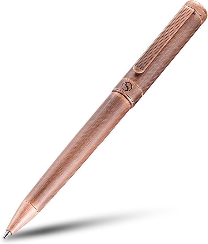 Scriveiner Copper Ballpoint Pen - Stunning Luxury Pen, Schmidt Black Refill, Best Ball Pen Gift Set for Men & Women, Professional Executive Office, Nice Fancy Designer Pens