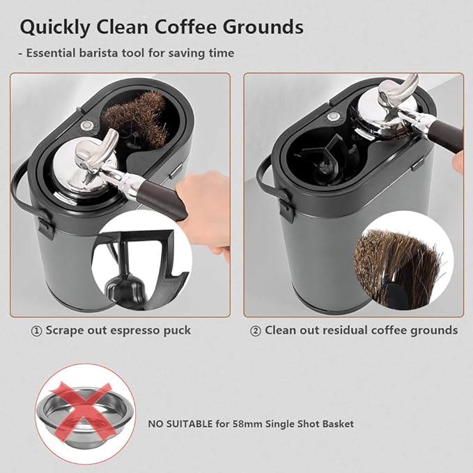 CAFEMASY Automatic Portafilter Cleaner Machine Electric Espresso Coffee Knock Box for Cleaning Espresso Coffee Puck Espresso Accessories Tools for Home or Commercial Coffee Bar