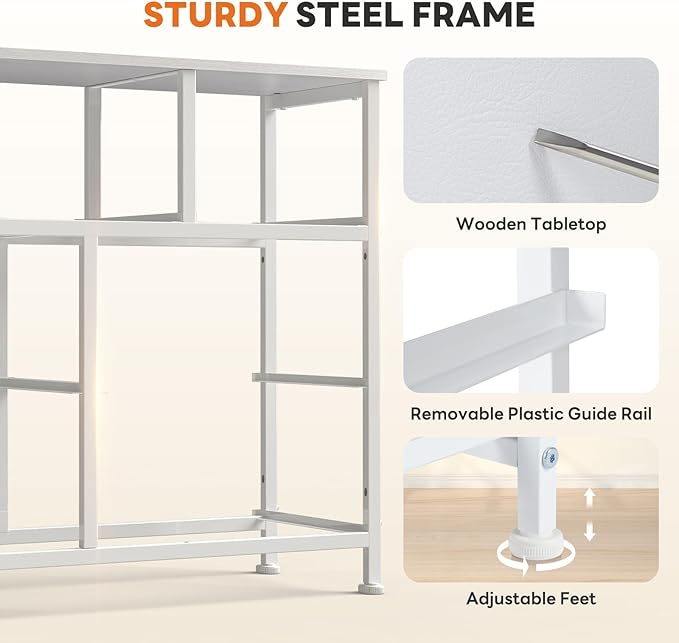 Sweetcrispy 7 Drawer Dresser with Fabric Bins Fabric Storage Tower Organizer for Bedroom Closet Hallway Entryway Tall Chest of Drawers with Steel Frame Wood Top Easy Pull Handles,White