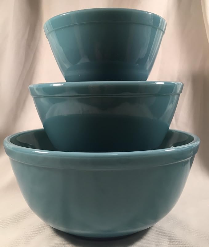 Mixing Nesting Bowls - Set of 3 - American Made - Mosser Glass USA (Georgia Blue)