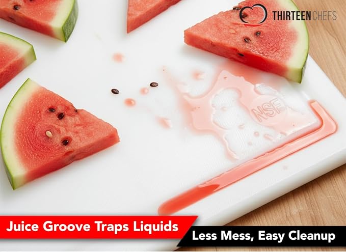 Thirteen Chefs 24 x 18 Inch Cutting Board with Juice Groove for Meat, BBQ, Grilling - 3/4" Thick HDPE Plastic - Extra Large, Heavy 11 Pound for Carving