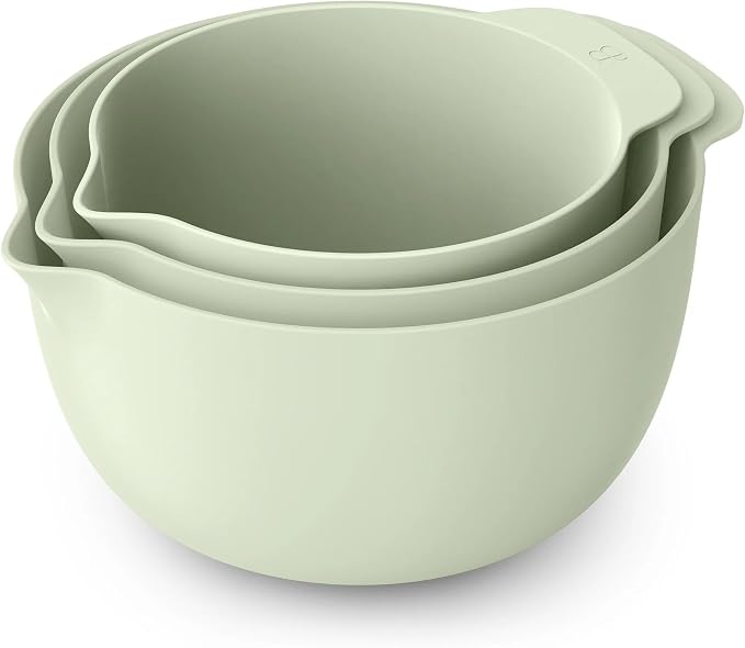 14 Piece Mixing Bowl and Measuring Set, Nesting Kitchen Prep Set with Measuring Cups Spoons Whisk Spatula, BPA Free Dishwasher Safe Baking Set (Sage Green)
