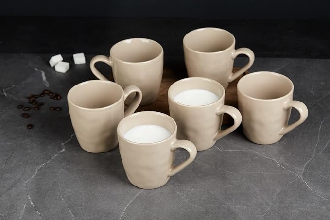 famiware Mars 4 Pieces Coffee Mug, 14oz Tea Mug, Catering Mugs with Handle for Coffee, Tea, Cocoa, Milk, Cinnamon Brown