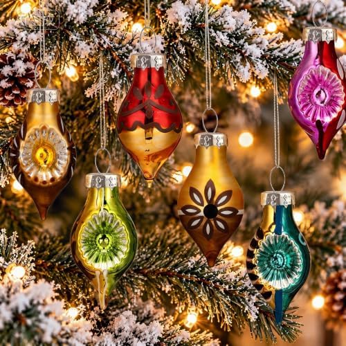 Havawish 24 Pcs Vintage Glass Christmas Ornament, Mini Reflector Decor