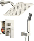 SR SUN RISE Shower Faucet Set - Shower Valve with 8 Inch Rainfall Shower Head and Handheld Shower - Wall Mounted Shower System with Rough In Valve and Shower Faucet Trim Repair Kits - Brushed Nickel