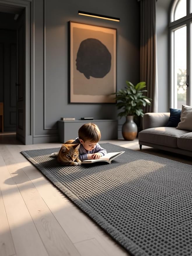IM HOME Waffle Bath Mat Set 2 Piece Grey, Woven Modern Bath Rug Mats, Absorbent Non Slip Bath Floor Mat, Soft Washable Boho Bath Rugs with Tassels for Bathroom, Bedroom, Kitchen,Tub