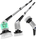 YKYI Electric Spin Scrubber, Cordless Cleaning Brush with 8 Replaceable Brush Heads, Power Scrubber with Adjustable Extension Handle for Bathroom, Tub, Tile, Floor and Kitchen Cleaning (Violet)