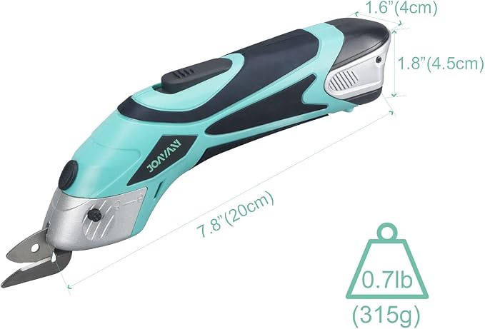 Cordless Electric Scissors for Cutting Fabric, Cardboard, Box Cutter, Carpet. Power Shears for Sewing, Scrapbooking, Crafting (2pc Battery, 2pc Blade - Lower Noise)