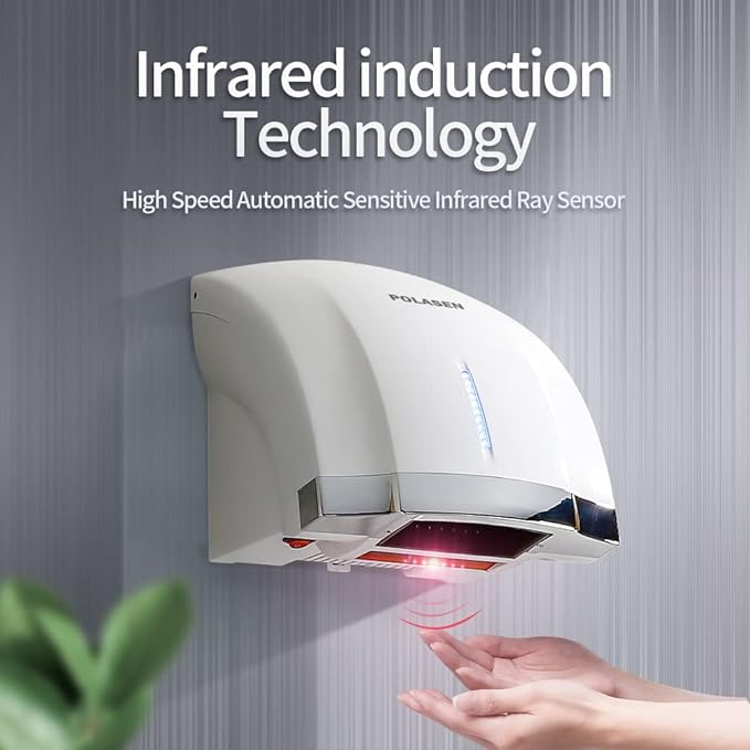 Hand Dryer for Home Bathroom White ABS Cover Noise Reduction Easy Installation Plug in for Household