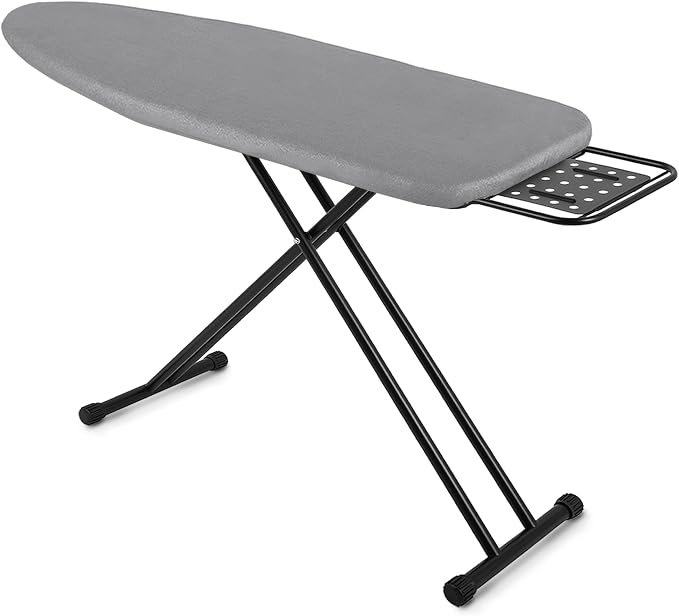 Jakeefud Full Size Ironing Board 47" X 15" with Heat Resistant Cover and Thicken Felt Pad, Safety Iron Rest, Anti-Skid Feet, Height Adjustable, Heavy Duty