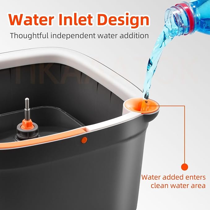 Spin Mop and Bucket Set with 2 Replaceable Microfiber Mop Pads with Self Separation Dirty and Clean Water System, Self Wringing 360° Rotating Square Mop Head for Hardwood Tile Marble Floors