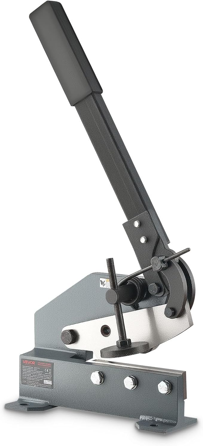 VEVOR Sheet Metal Shear, 6 in Manual Hand Plate Shear, Heavy Duty Mounting Type Sheet Cutter with Solid Steel Frame, High Precision, Extended Handle for Cutting Steel, Copper, Rebar, and Aluminum