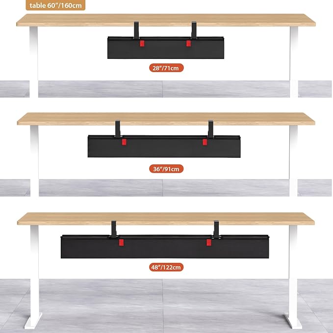 Univivi No Drill Under Desk Cable Management Tray, 36" Cord Organizer for Table, Clamp/Screw Mount Desk Cable Management, Premium Fabric Cable Management Tray for Office, Home