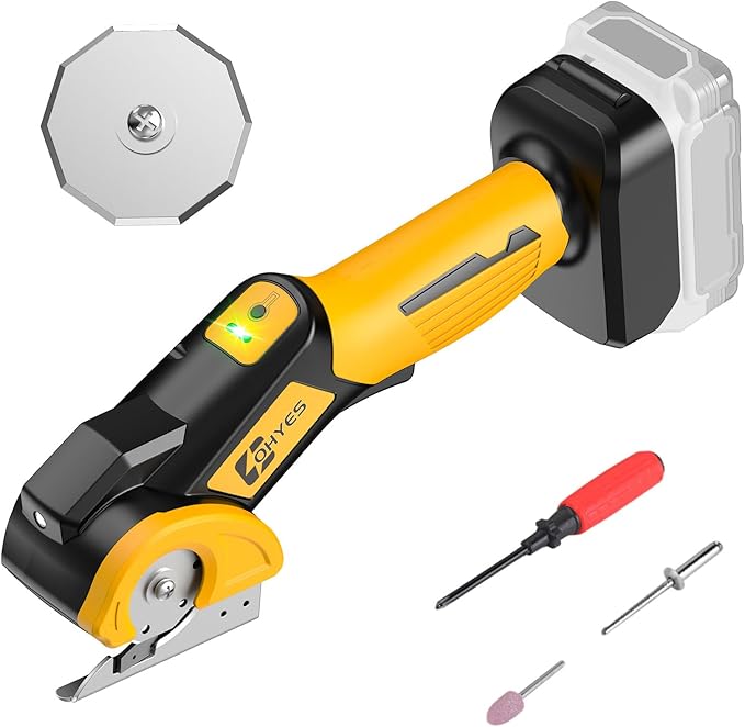 Cordless Electric Scissors Fit for DeWALT 20v Max Battery 440RPM Rotary Cardboard Cutter For Fabric Carpet Plastic(Battery not included, Added replacement blade)