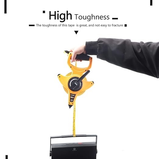 LAND 165FT/50M Heavy Duty Fiberglass Tape Measure - 1/2-Inch Wide, Dual Inch/Metric Scale, Durable Open Reel Measuring Tape for Surveying, Engineering, Runway Construction