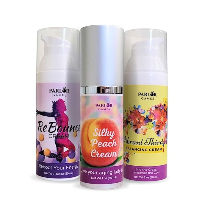 Parlor Games Happy Hormone Bundle: Silky Peach Estriol, Vibrant Third Progesterone & ReBounce DHEA Creams