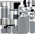 Lnond Grey Black Bathroom Set, 22-Piece Grey Black Geometry Bathroom Decor Set with with Shower Curtain and Rugs, Trash Can, Toilet Brush Holder Set & Soap Dispenser